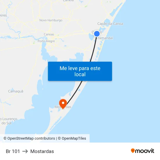 Br 101 to Mostardas map