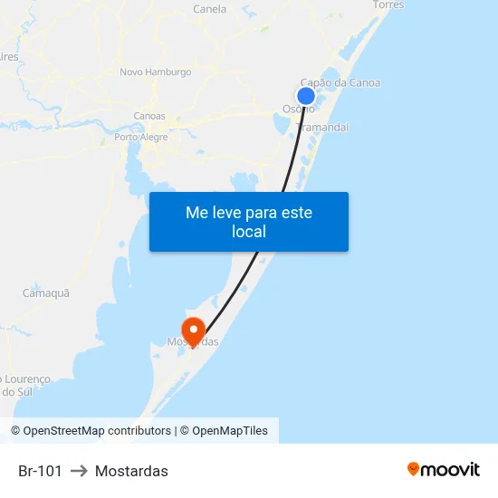 Br-101 to Mostardas map