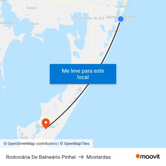 Rodoviária De Balneário Pinhal to Mostardas map