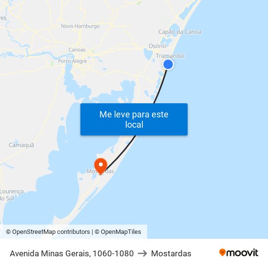 Avenida Minas Gerais, 1060-1080 to Mostardas map