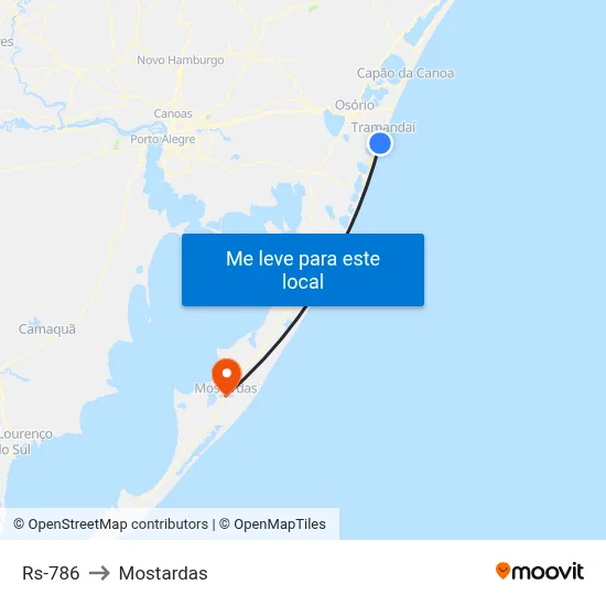Rs-786 to Mostardas map