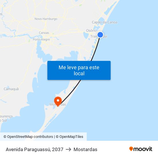 Avenida Paraguassú, 2037 to Mostardas map