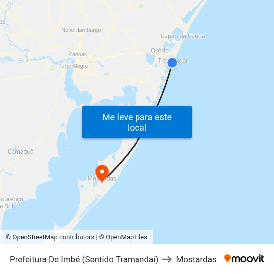 Prefeitura De Imbé (Sentido Tramandaí) to Mostardas map