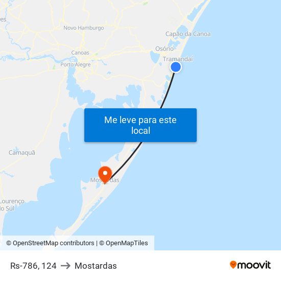 Rs-786, 124 to Mostardas map