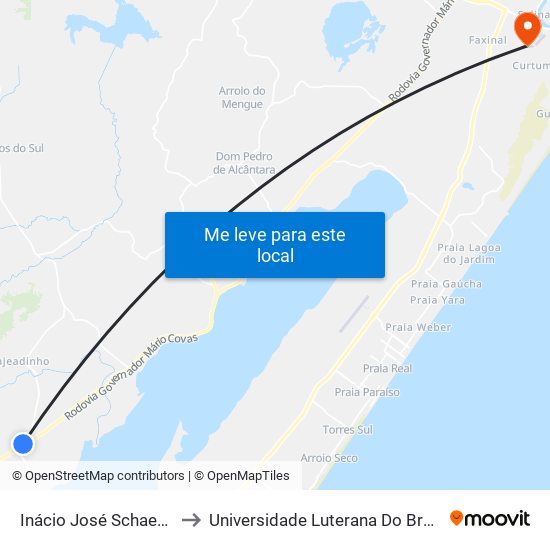 Inácio José Schaefer to Universidade Luterana Do Brasil map