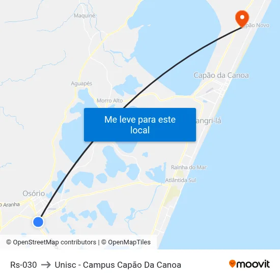 Rs-030 to Unisc - Campus Capão Da Canoa map