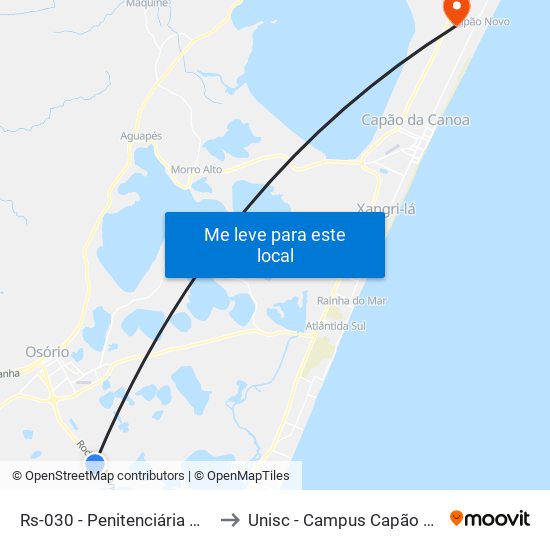 Rs-030 - Penitenciária Modulada to Unisc - Campus Capão Da Canoa map