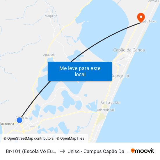 Br-101 (Escola Vó Eugênia) to Unisc - Campus Capão Da Canoa map