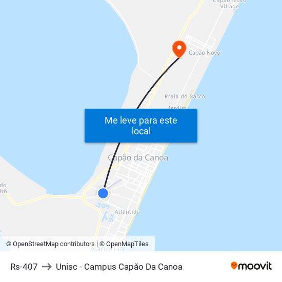 Rs-407 to Unisc - Campus Capão Da Canoa map
