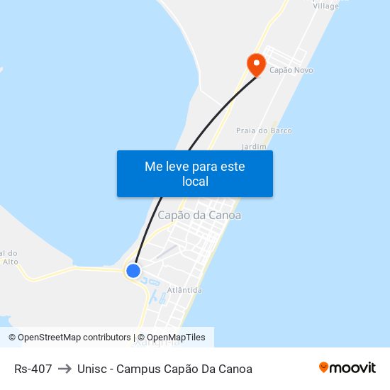 Rs-407 to Unisc - Campus Capão Da Canoa map