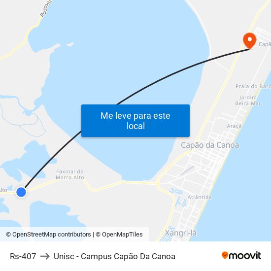 Rs-407 to Unisc - Campus Capão Da Canoa map