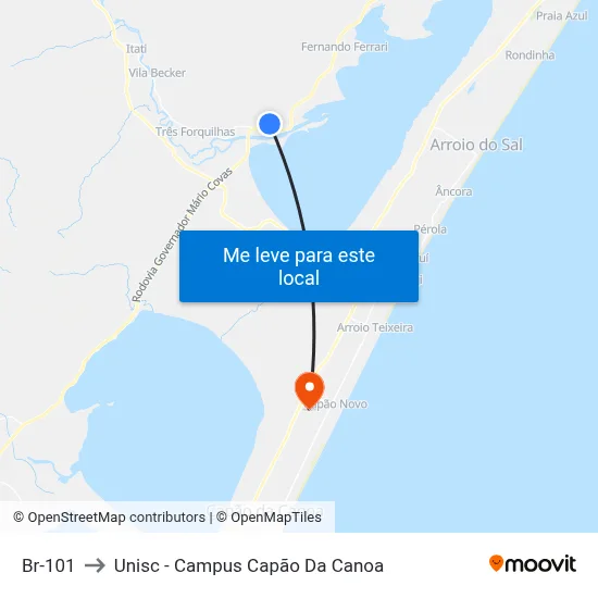 Br-101 to Unisc - Campus Capão Da Canoa map