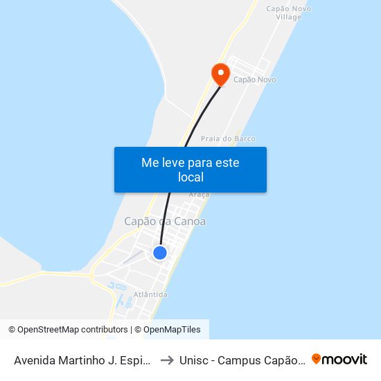 Avenida Martinho J. Espindola, 2476 to Unisc - Campus Capão Da Canoa map