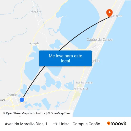 Avenida Marcílio Dias, 1083-1267 to Unisc - Campus Capão Da Canoa map