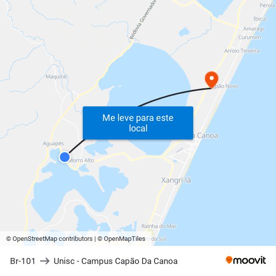Br-101 to Unisc - Campus Capão Da Canoa map