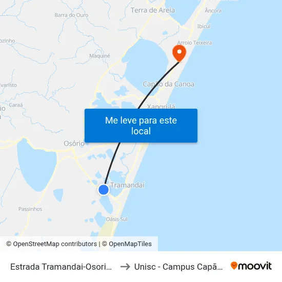 Estrada Tramandai-Osorio, 8095-8239 to Unisc - Campus Capão Da Canoa map