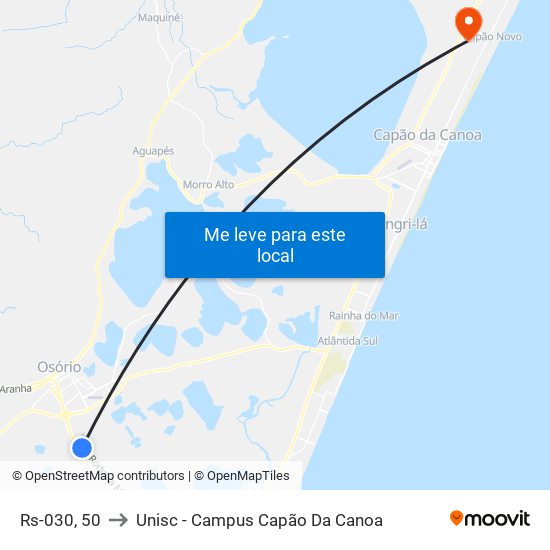 Rs-030, 50 to Unisc - Campus Capão Da Canoa map