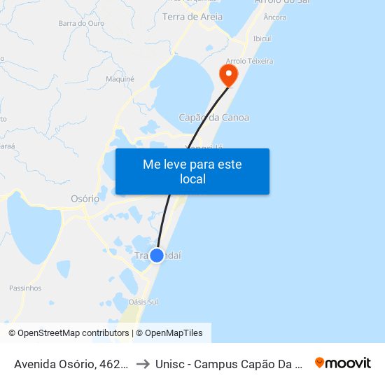Avenida Osório, 462-572 to Unisc - Campus Capão Da Canoa map
