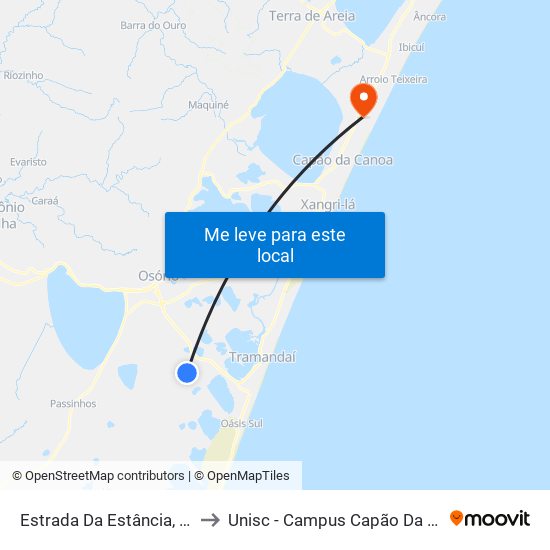 Estrada Da Estância, 3981 to Unisc - Campus Capão Da Canoa map