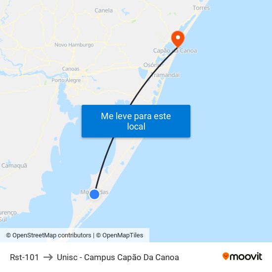 Rst-101 to Unisc - Campus Capão Da Canoa map