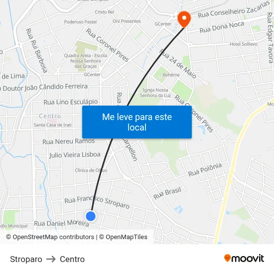 Stroparo to Centro map