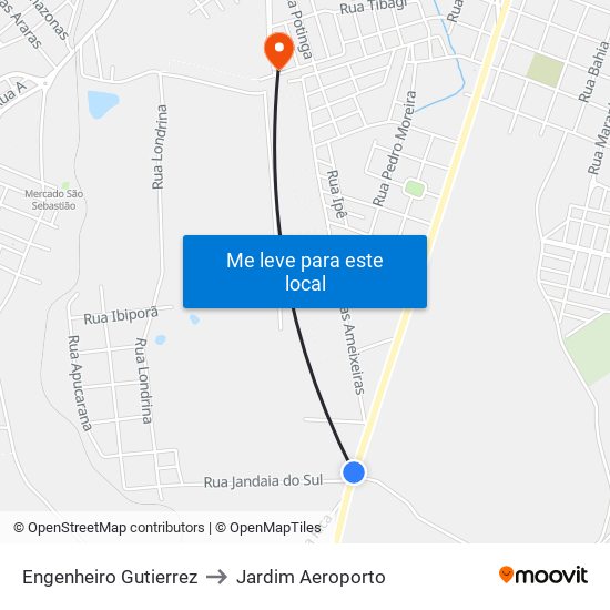 Engenheiro Gutierrez to Jardim Aeroporto map