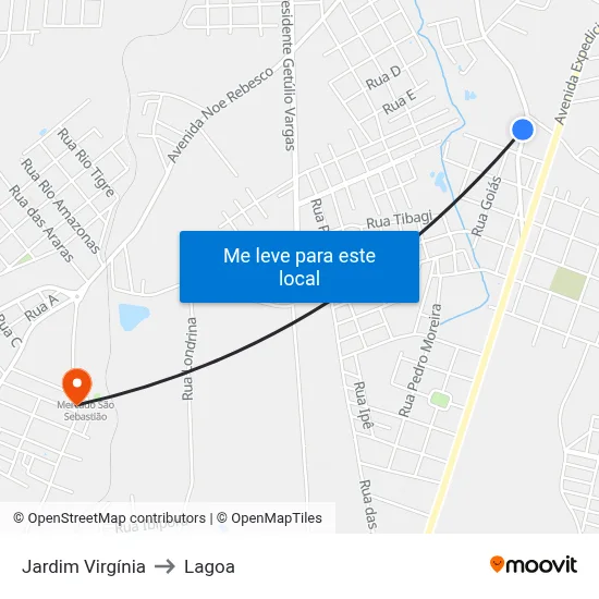 Jardim Virgínia to Lagoa map