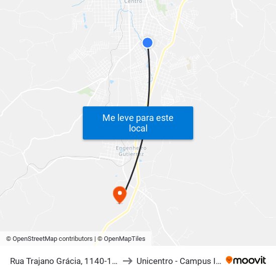 Rua Trajano Grácia, 1140-1206 to Unicentro - Campus Irati map