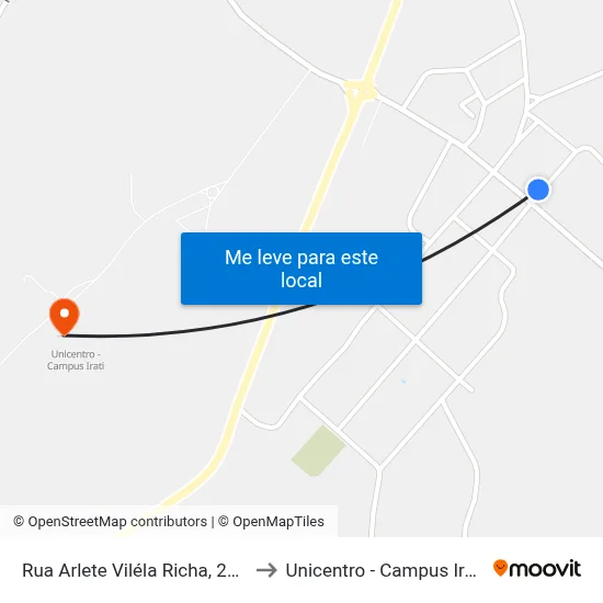 Rua Arlete Viléla Richa, 252 to Unicentro - Campus Irati map