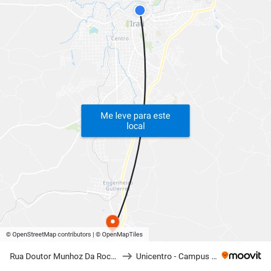 Rua Doutor Munhoz Da Rocha, 29-99 to Unicentro - Campus De Irati map