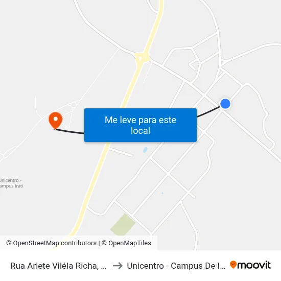 Rua Arlete Viléla Richa, 252 to Unicentro - Campus De Irati map