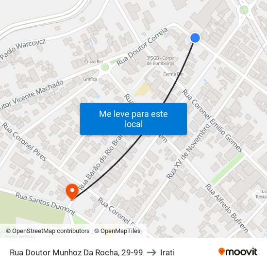 Rua Doutor Munhoz Da Rocha, 29-99 to Irati map