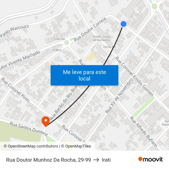 Rua Doutor Munhoz Da Rocha, 29-99 to Irati map