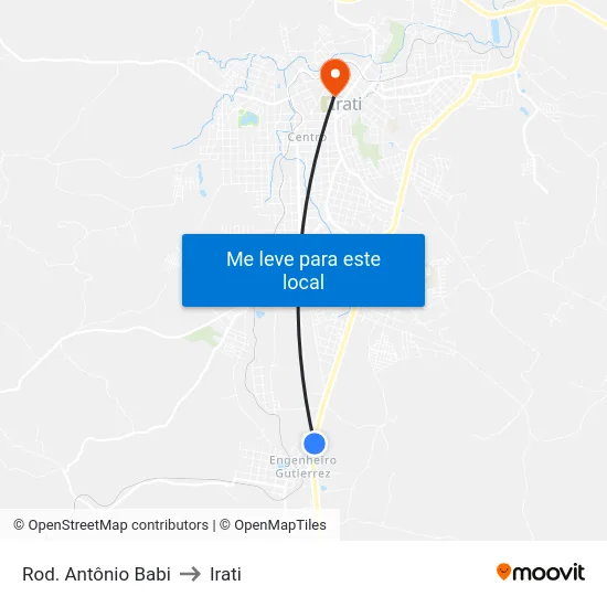 Rod. Antônio Babi to Irati map