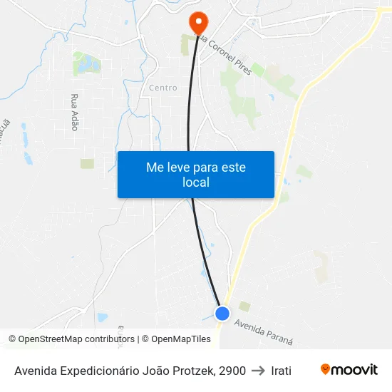 Avenida Expedicionário João Protzek, 2900 to Irati map