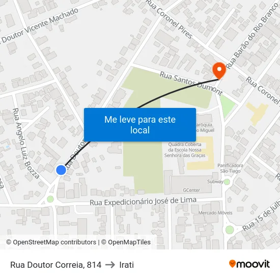 Rua Doutor Correia, 814 to Irati map