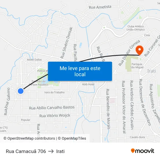Rua Camacuã 706 to Irati map