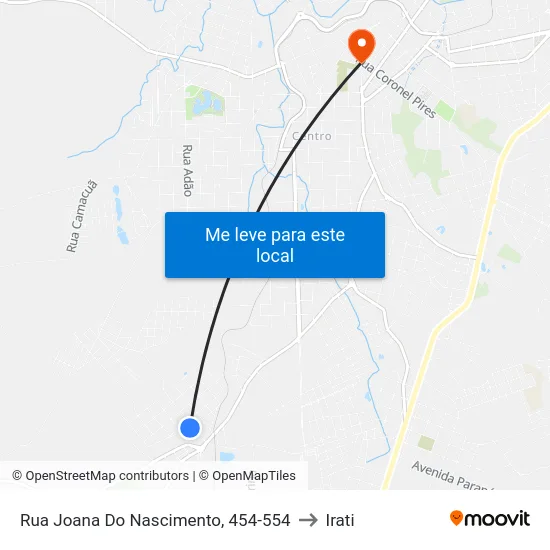 Rua Joana Do Nascimento, 454-554 to Irati map