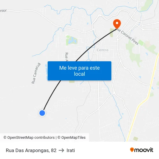 Rua Das Arapongas, 82 to Irati map