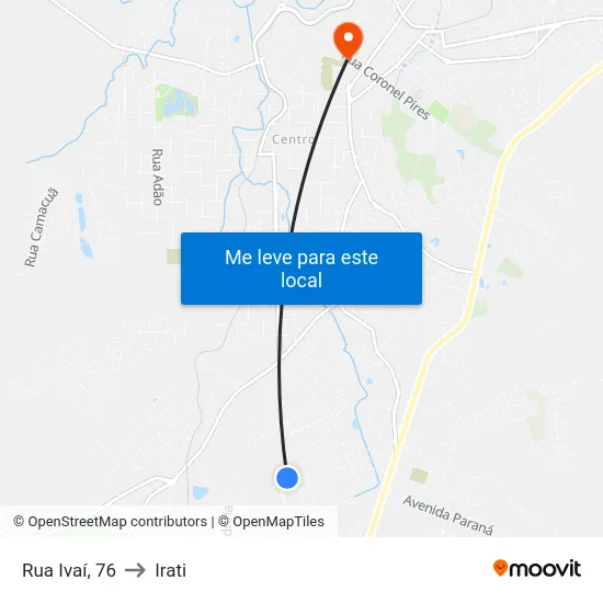 Rua Ivaí, 76 to Irati map