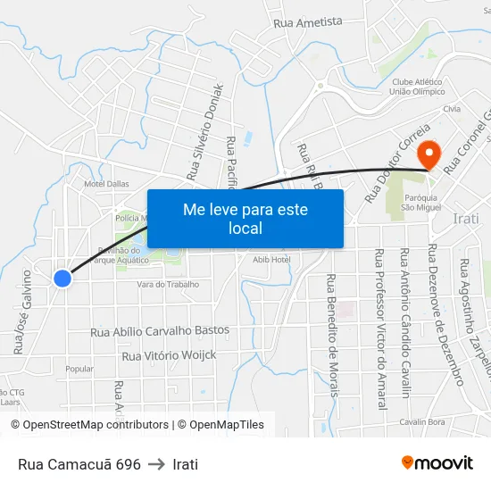 Rua Camacuã 696 to Irati map