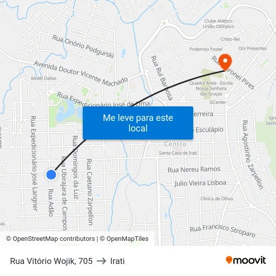 Rua Vitório Wojik, 705 to Irati map