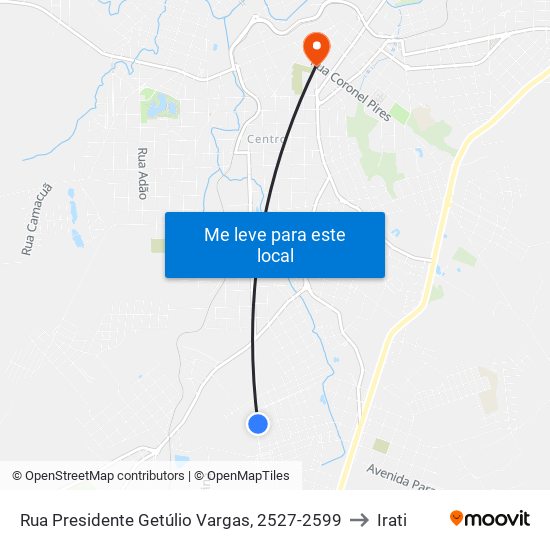 Rua Presidente Getúlio Vargas, 2527-2599 to Irati map
