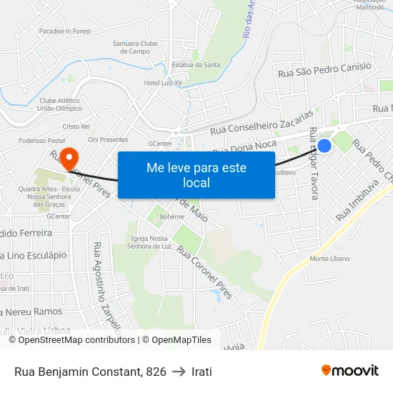 Rua Benjamin Constant, 826 to Irati map