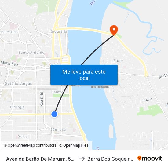 Avenida Barão De Maruim, 595 to Barra Dos Coqueiros map