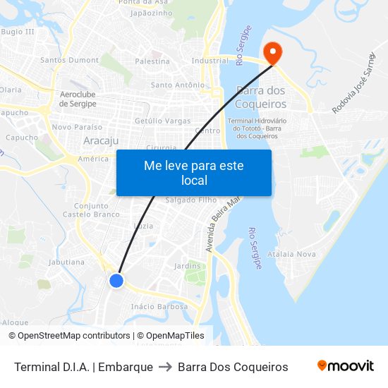 Terminal D.I.A. | Embarque to Barra Dos Coqueiros map