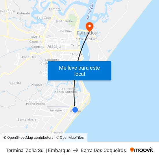 Terminal Zona Sul | Embarque to Barra Dos Coqueiros map