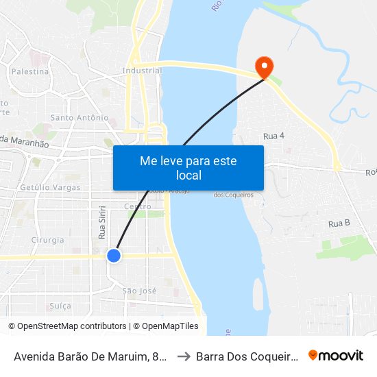 Avenida Barão De Maruim, 820 to Barra Dos Coqueiros map