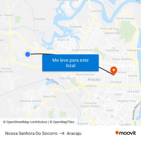 Nossa Senhora Do Socorro to Aracaju map