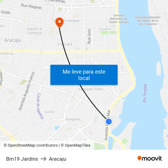 Bm19 Jardins to Aracaju map